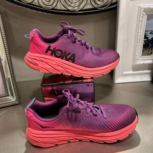 Hoka Rincon 3 Women's Pink and Purple Cushioning Running Shoes